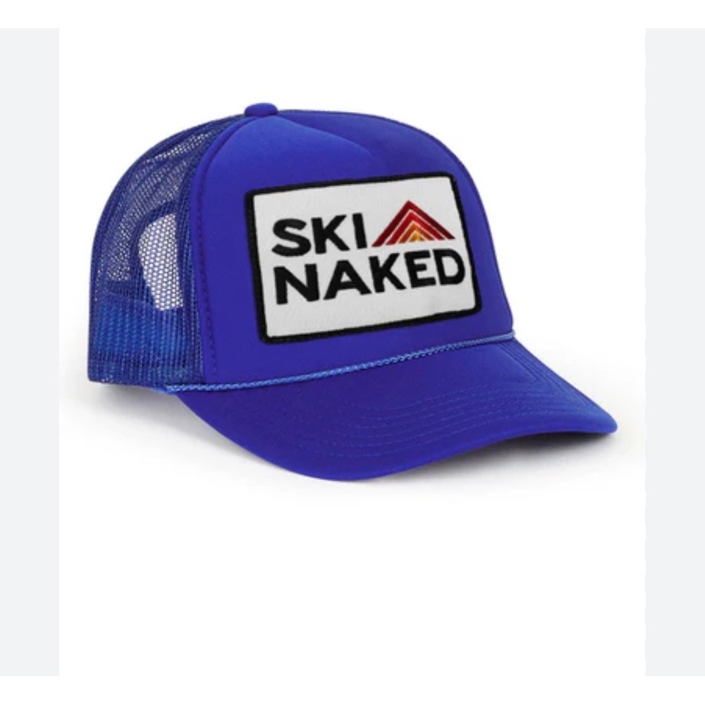 Aviator Nation Ski Naked Trucker Hat Unisex OS Blue Excellent Snapback Retro